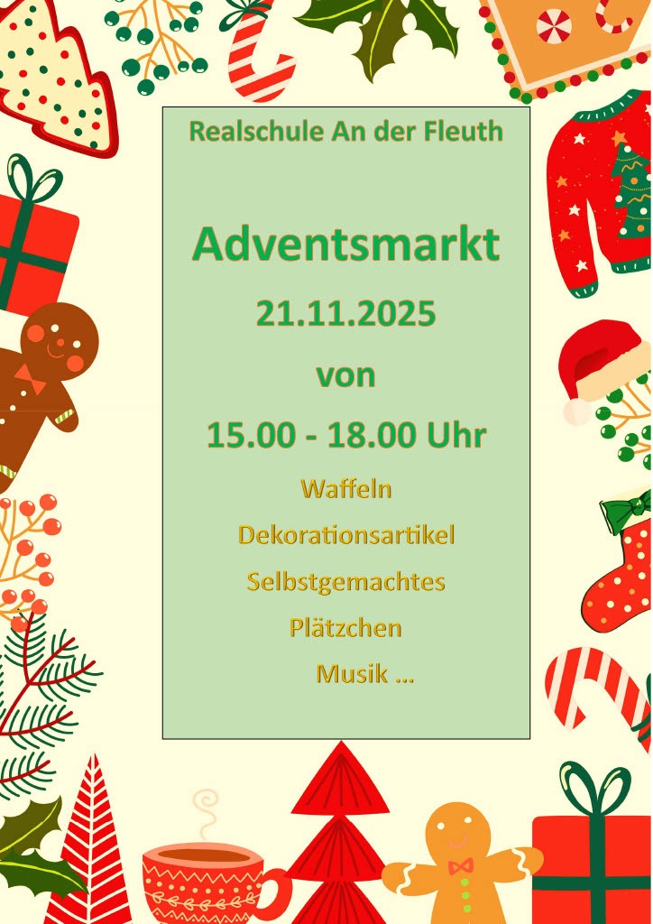 Flyer Adventsmarkt Red Simple Christmas Border